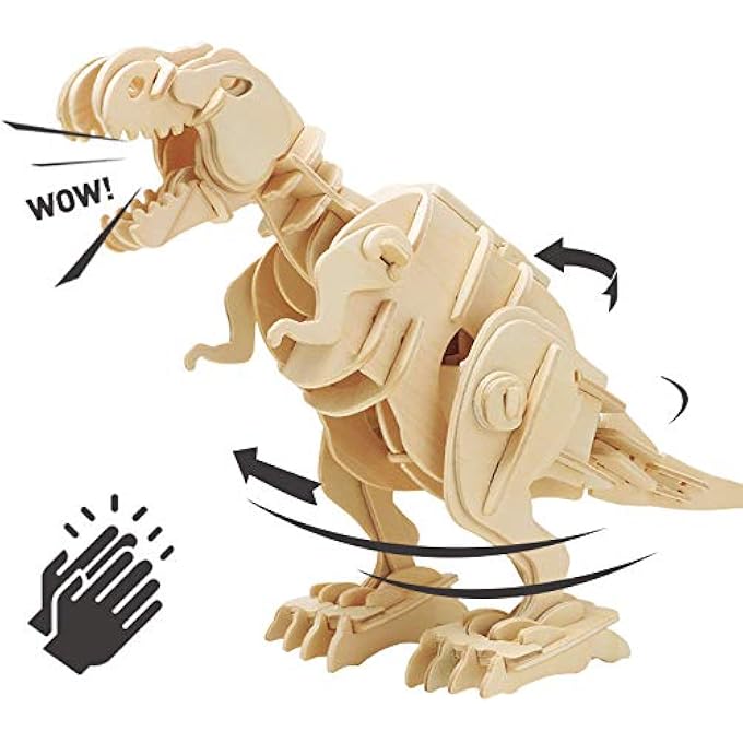 PUZLE DE MADERA 3D CON CONTROL DE SONIDO PARA NIOS, T-REX CAMINANDO - Image 3